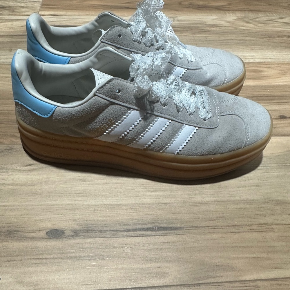 Adidas Suede Sneakers in Gray and Light Blue